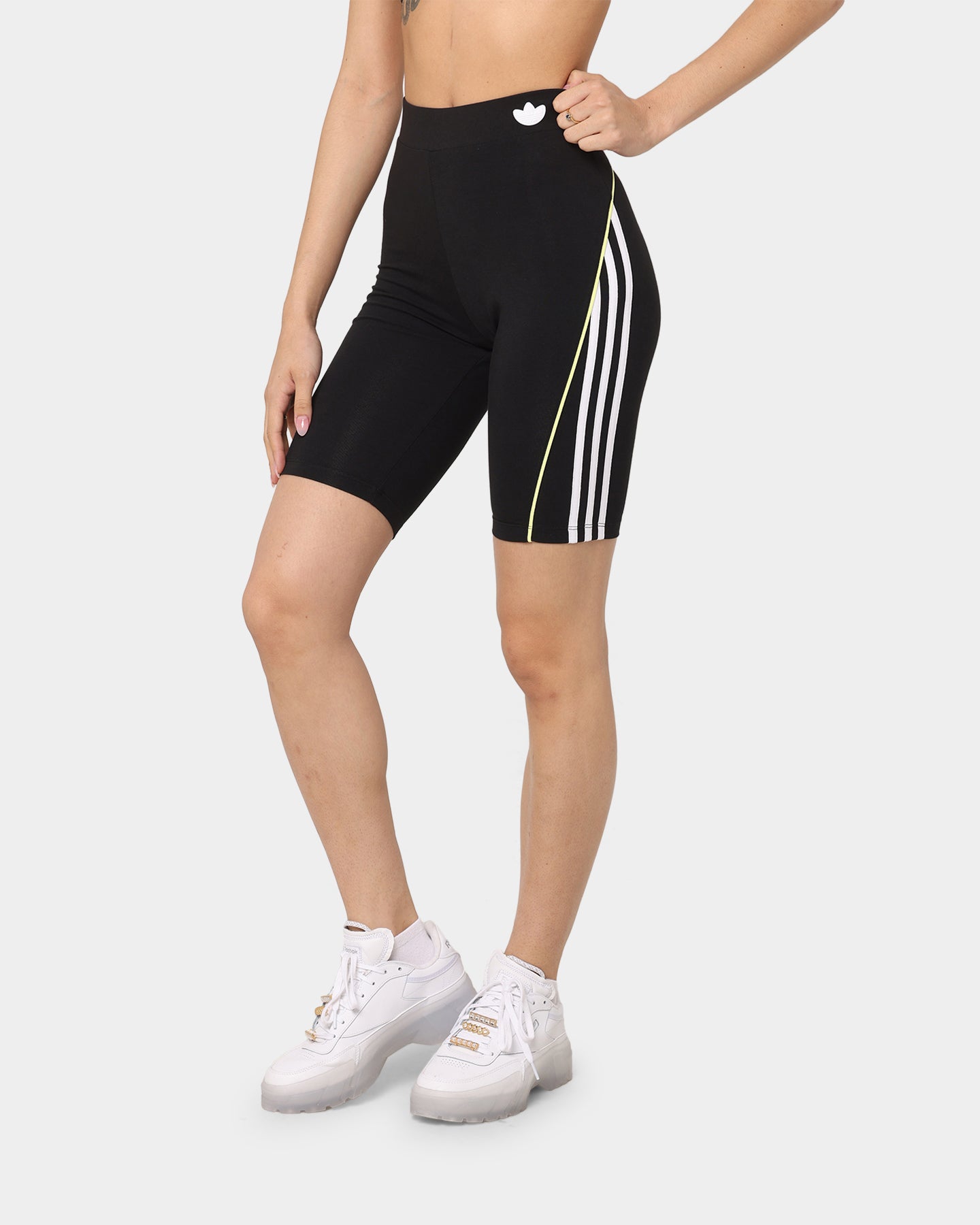 Adidas Women's High Waist Contrast Bike Shorts - Black - Workout, Running, Yoga & Gym Activewear