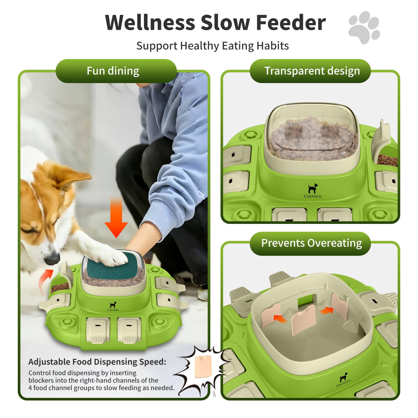 Interactive Dog Toys for Mental Stimulation - Slow Feeder Dog Bowls, Puzzle Toys & Nail File - Customizable Food Dispensing Enrichment Toys to Keep Puppies Busy (Green) - Perfect for Training, Boredom Relief & Mealtime Fun