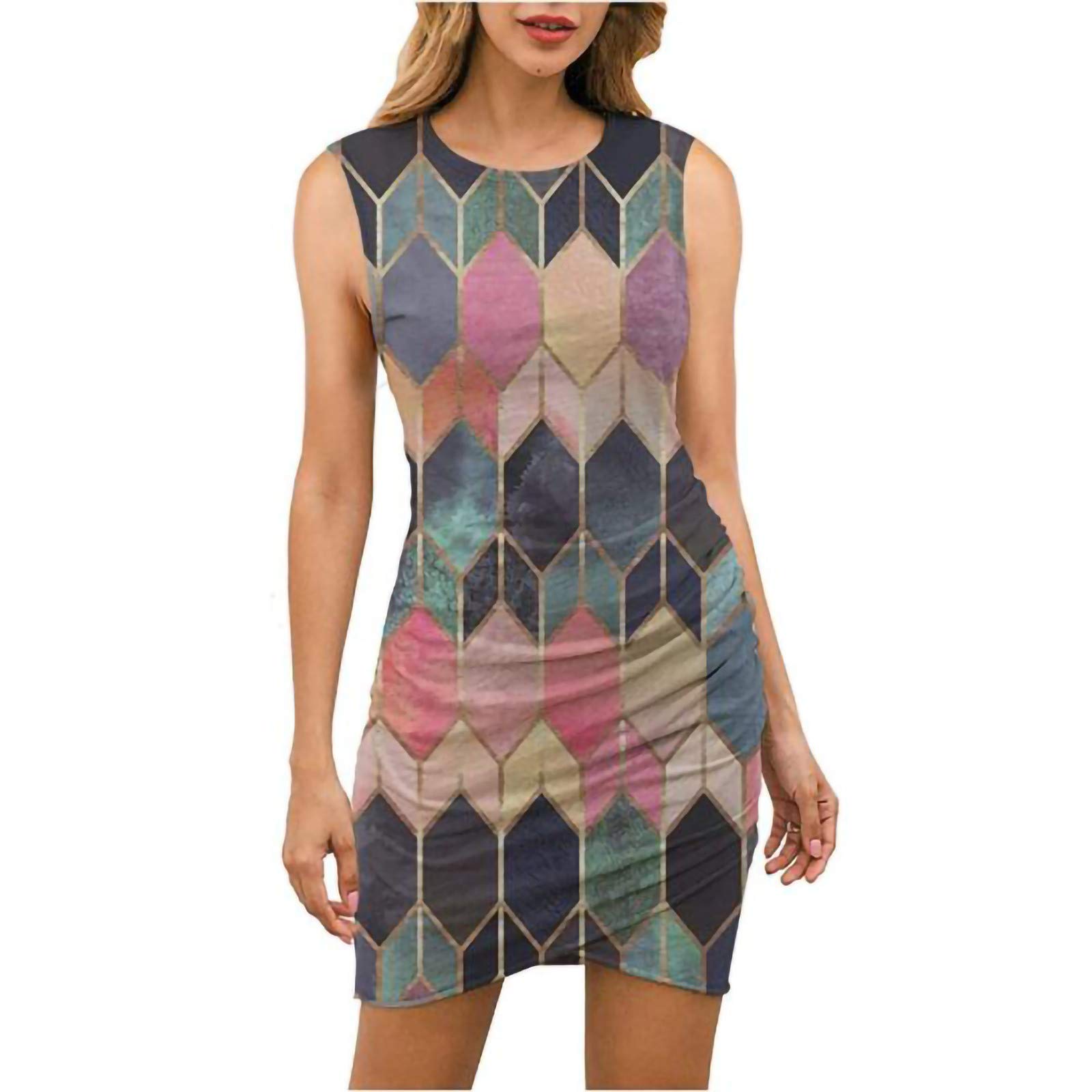 Floral Print Bodycon Dress for Women - Sleeveless Summer Mini Dress in Green | Perfect for Beach Vacations, Date Nights & Summer Parties