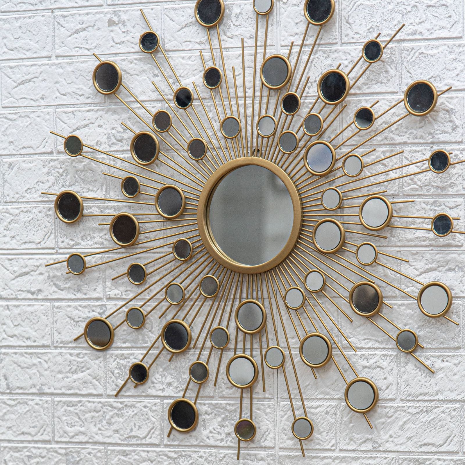 Criterion Star Burst Aster Gold Round Mirror - Elegant Decorative Wall Mirror for Living Room, Bedroom, or Entryway
