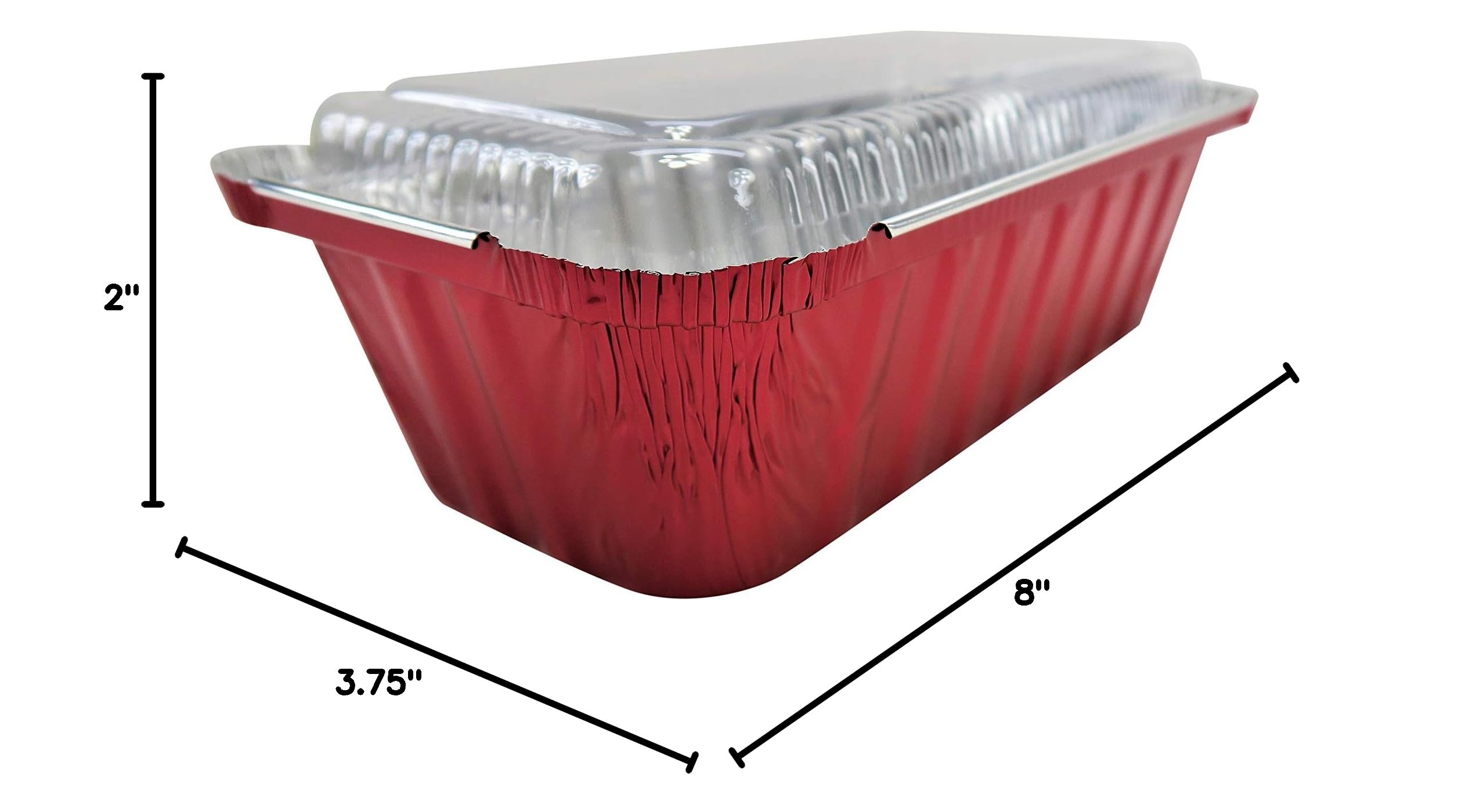 KitchenDance Disposable Aluminum Loaf Pan with Plastic Lids - 2 Pound Capacity, Red (Pack of 1850) - Perfect for Baking, Meal Prep, and Food Storage