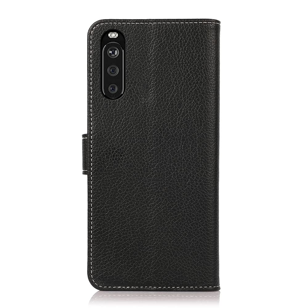 Sony Xperia 10 III Phone Case - Premium Litchi Texture PU Leather Flip Cover with Card Holder & Stand | Wallet Case for Daily Use, Travel & Business Meetings