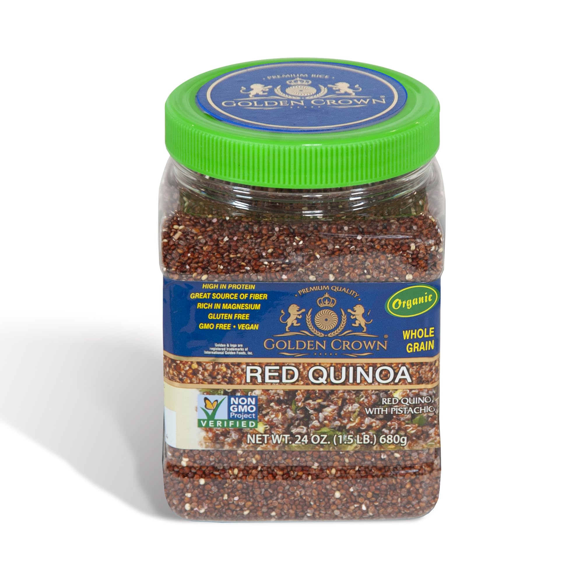 Organic Whole Grain Red Quinoa - Non-GMO, High Protein & Fiber, Rich in Iron, Superfood Seeds - Quick 15 Minute Cook Time - 24oz (1.5lb) - Perfect for Salads, Buddha Bowls & Healthy Meal Prep