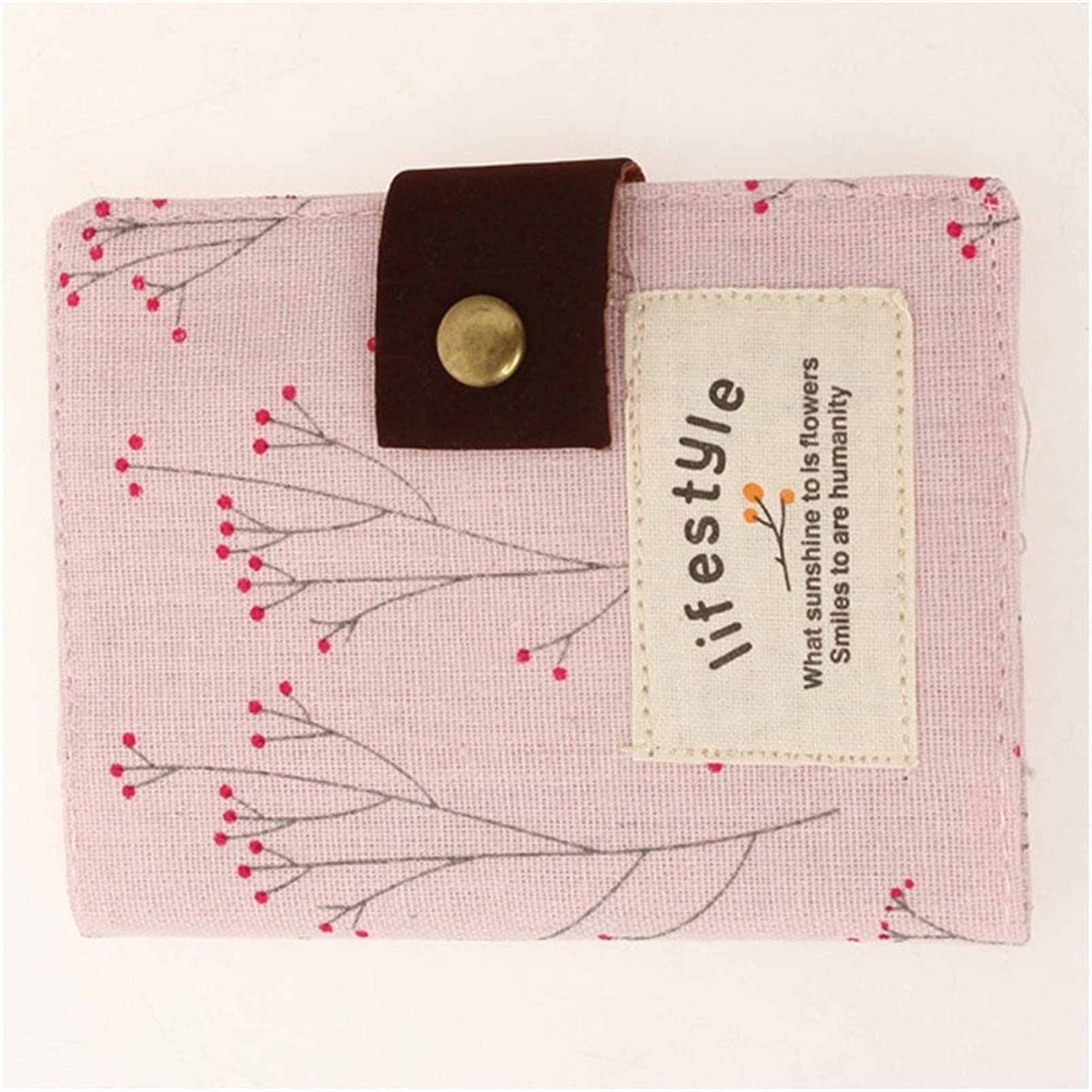 DAIHUI Floral Print Canvas Business Card Holder - Credit Card Wallet for Bank Cards, ID, and Business Cards (Pink) | Perfect for Office, Travel, and Everyday Use