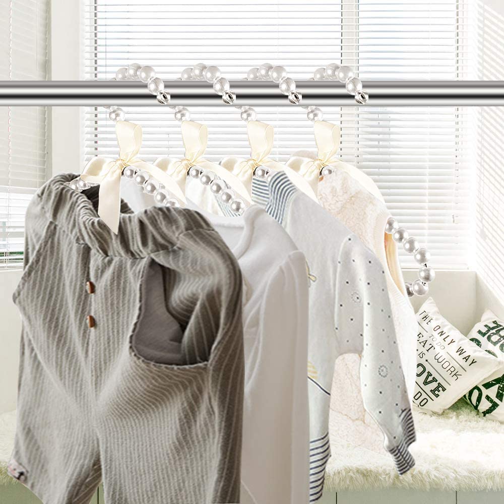 Pink Bowknot Faux Pearl Clothes Hangers for Kids, Women & Baby - 3 Pack | Durable Hooks for Wardrobe, Closet & Nursery Organization | Perfect for Hanging Dresses, Blouses & Baby Clothes