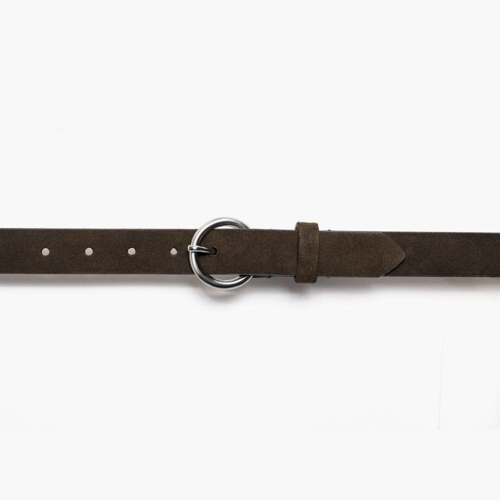 Women's Genuine Leather Belt - Dark Olive Suede Strap with Adjustable Buckle | Fashion Accessory for Casual Outfits, Office Wear & Date Nights