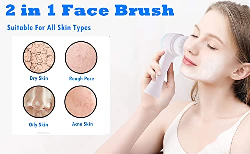 COSLUXE 2-in-1 Silicone Facial Cleansing Brush - Manual Face Scrubber for Deep Pore Cleansing & Exfoliation - Gentle Massaging Skin Care Tool for Daily Face Wash Routine (Perfect for Sensitive Skin & Travel)