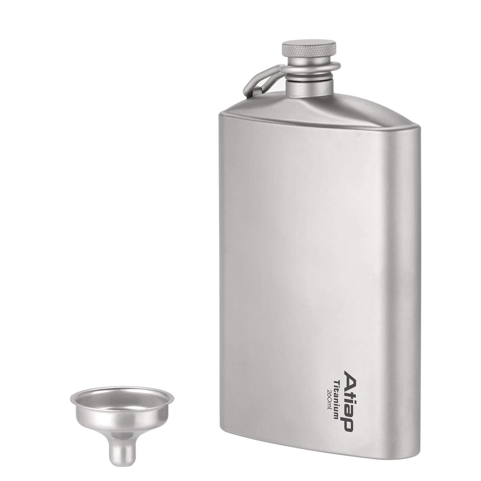Premium 260ML Titanium Hip Flask with Funnel & Cap - Lightweight Outdoor Portable Liquor Flask for Camping, Hiking & Travel - Durable Whiskey, Vodka & Rum Container for Men & Women