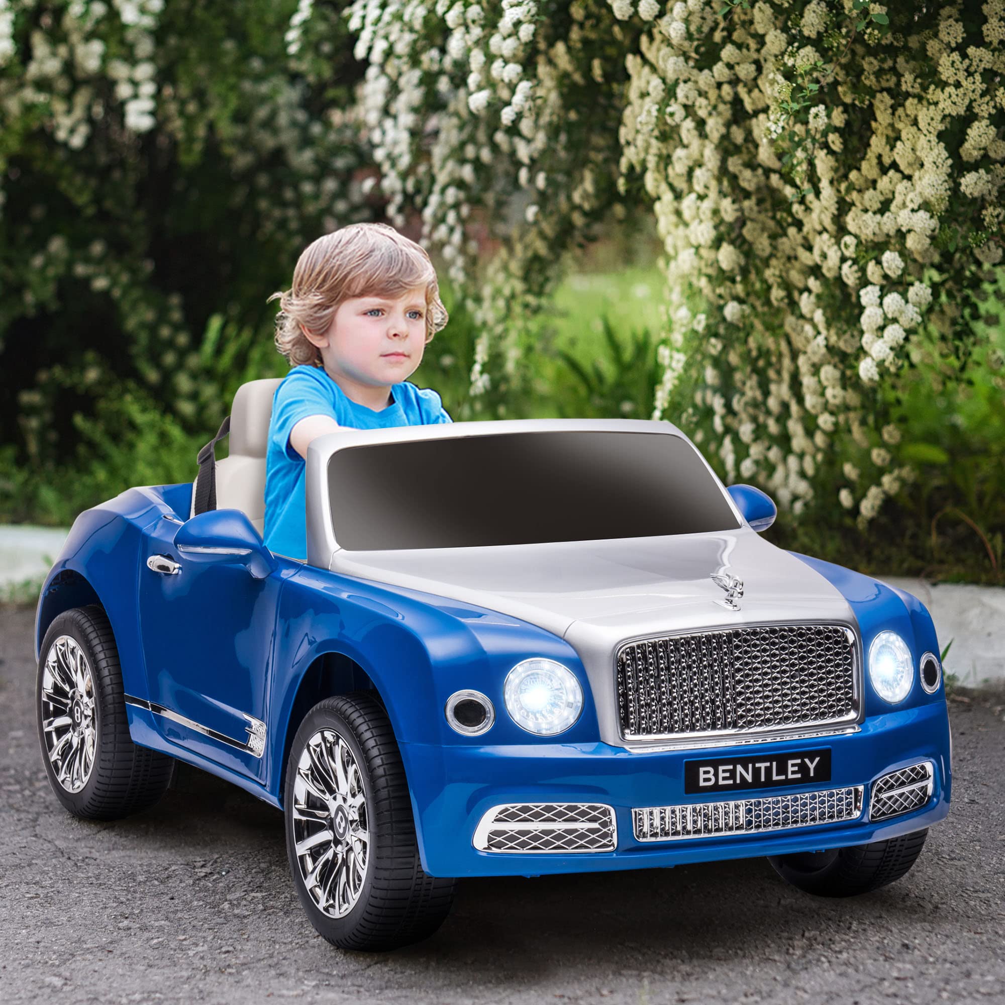Aosom Bentley Mulsanne 12V Kids Ride-On Car with Remote Control - Battery Powered Toy Car with LED Lights, MP3 Player, Suspension & Realistic Sounds - Perfect for Outdoor Play & Birthday Gifts for Boys & Girls Ages 3-8