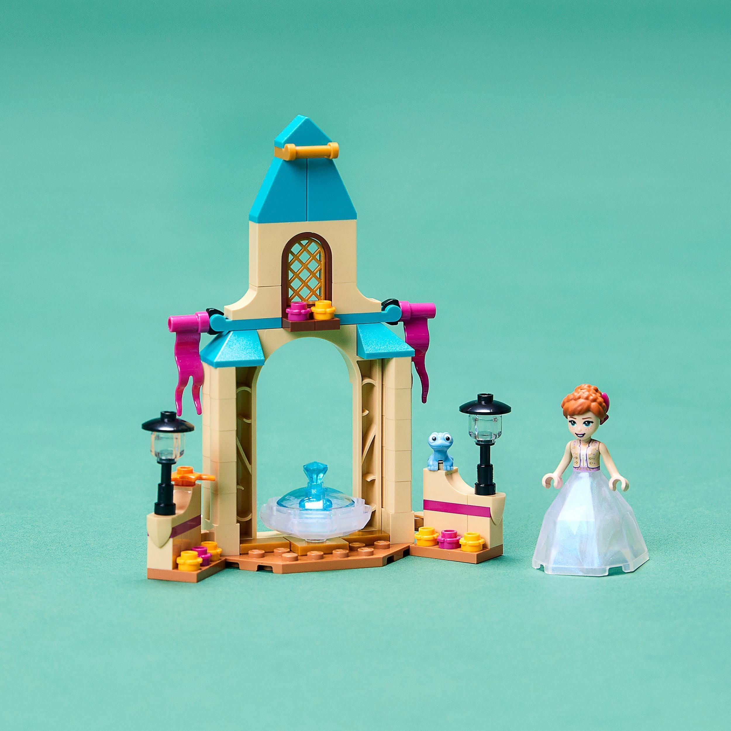LEGO 43198 Disney Anna's Castle Courtyard Building Toy for Kids with Mini Snow Queen 2 Doll & Diamond Dress - Perfect for Disney Fans, Birthday Gifts & Creative Playtime