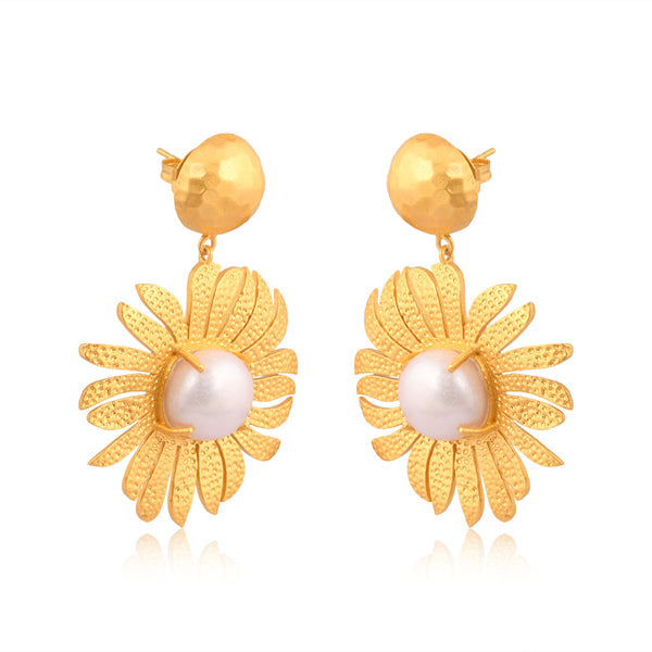 Anemone's Charm Drop Earrings with Pearl Accents - Elegant Dangling Jewelry for Women, Perfect for Weddings, Parties & Special Occasions
