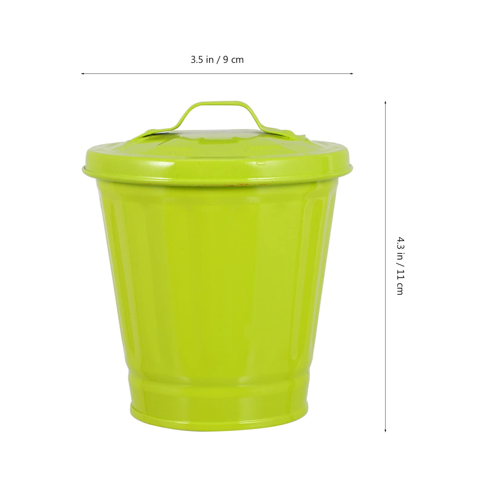 iplusmile Metal Trash Can with Lid - 1.6 Gallon Small Wastebasket for Office, Classroom, Kitchen & Bathroom - Green Desktop Garbage Can for Paper Waste & Recycling - Durable Utility Pail for Home, School & Office Organization