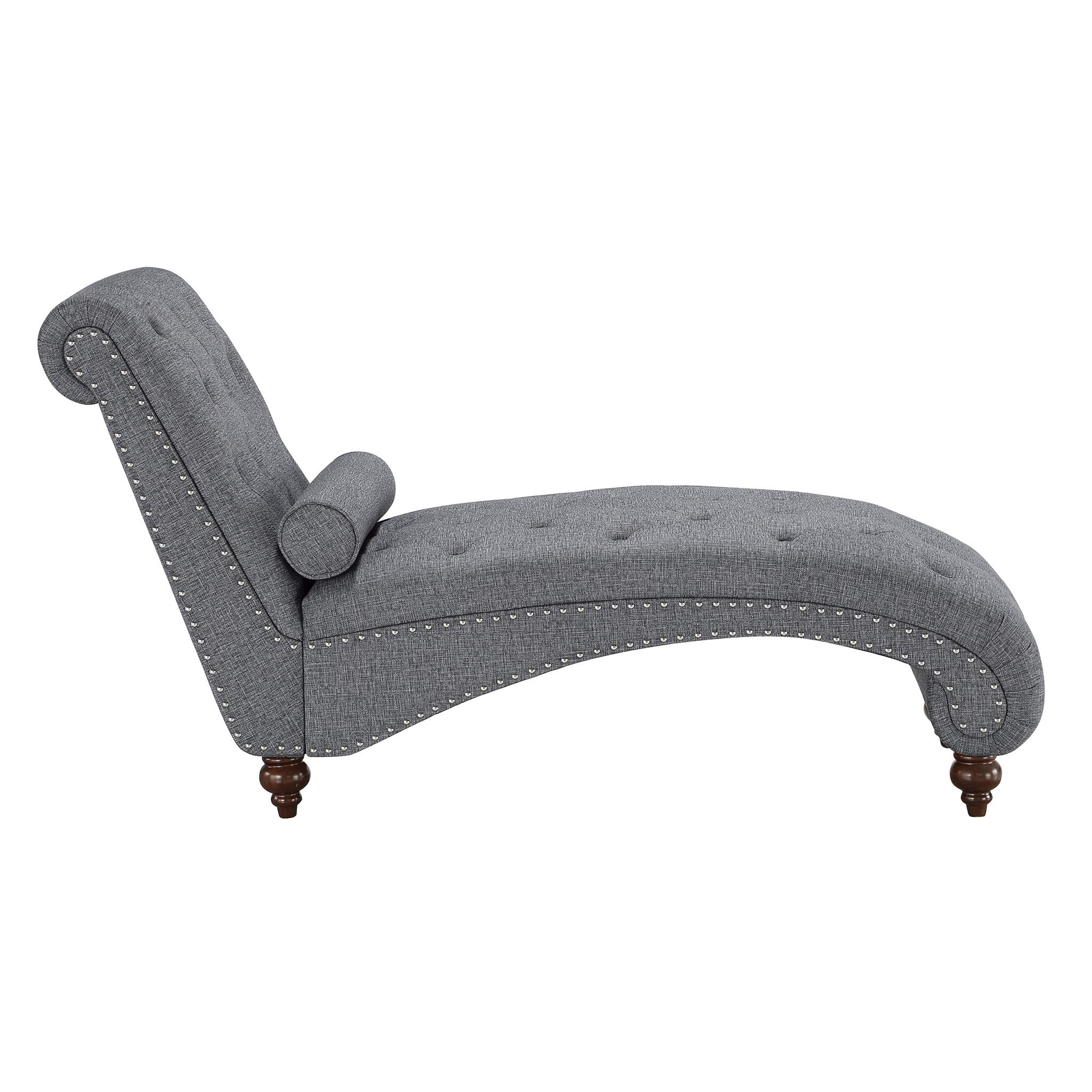 Homelegance Velvet Chaise Lounge Sofa - Modern Gray Upholstered Living Room Furniture for Relaxing & Reading | Perfect for Small Spaces & Apartment Decor