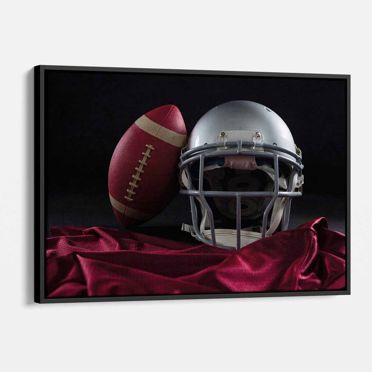 Black American Football Wall Art Canvas Print - Modern Sports Decor for Man Cave, Game Room & Office (4168)