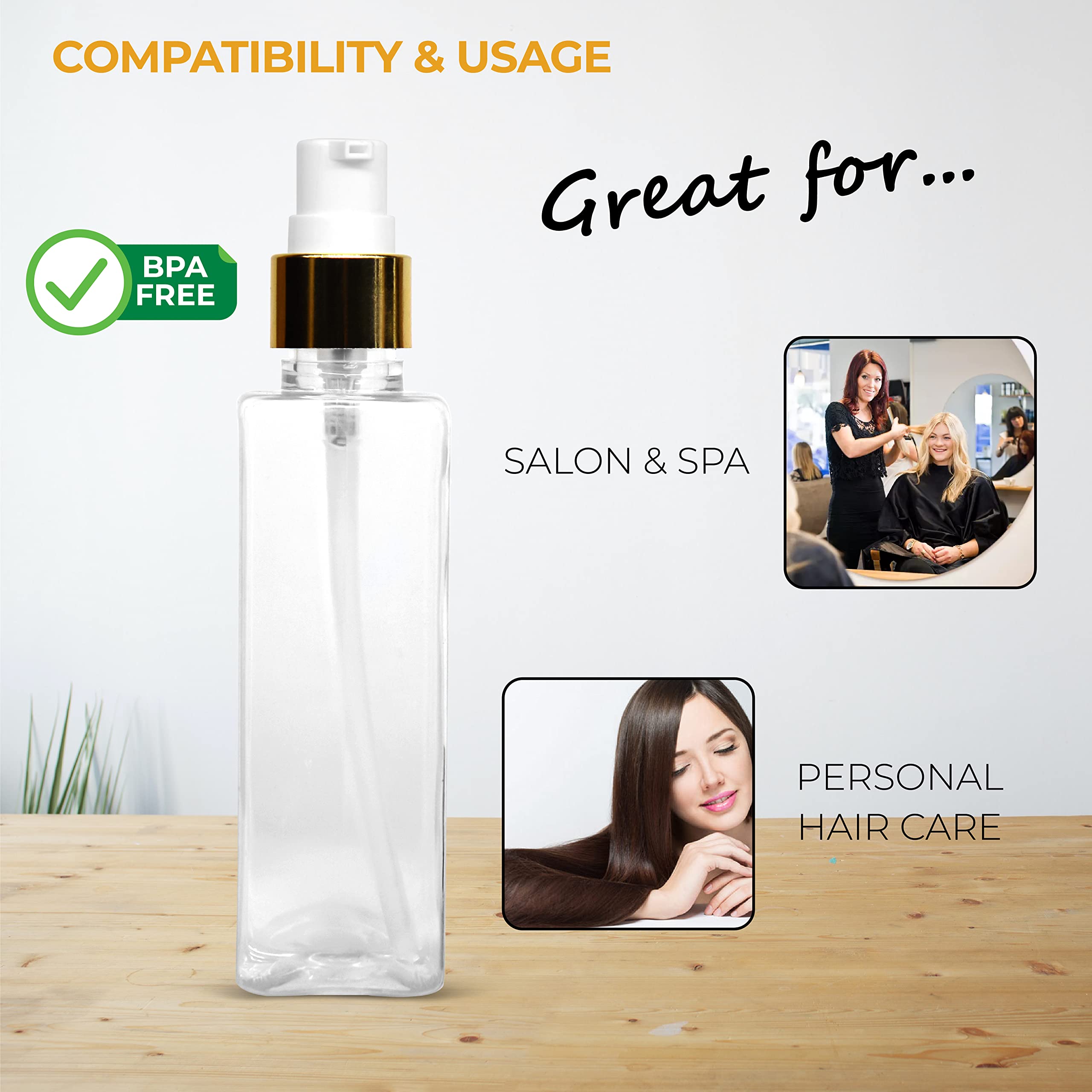 MeeTo 100ml BPA-Free Plastic Pump Bottle Dispenser - Clear Rectangular Refillable Shampoo Lotion Hand Pump Bottle for Massage Oil, Liquid Soap | Portable & Durable Empty Containers | Perfect for Travel, Gym, Salon & Home Use