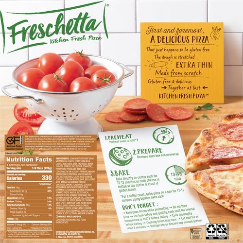 Freschetta Gluten Free Pepperoni Frozen Pizza - Original Crust, 14 oz | Perfect for Quick Dinners, Parties & Family Meals