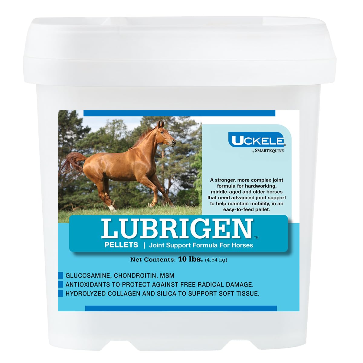 Uckele SmartEquine Lubrigen™ Pellets - Premium Horse Joint Supplement with Glucosamine & Chondroitin for Mobility & Connective Tissue Support | 10 lb Bucket | Ideal for Senior Horses & Performance Equines