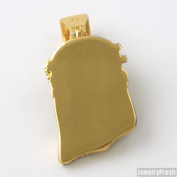 Canary Yellow Iced Out Solid Back Micro Jesus Piece Pendant - 14K Gold Plated Hip Hop Jewelry for Men & Women - Perfect for Rappers, Bling Lovers & Fashion Enthusiasts