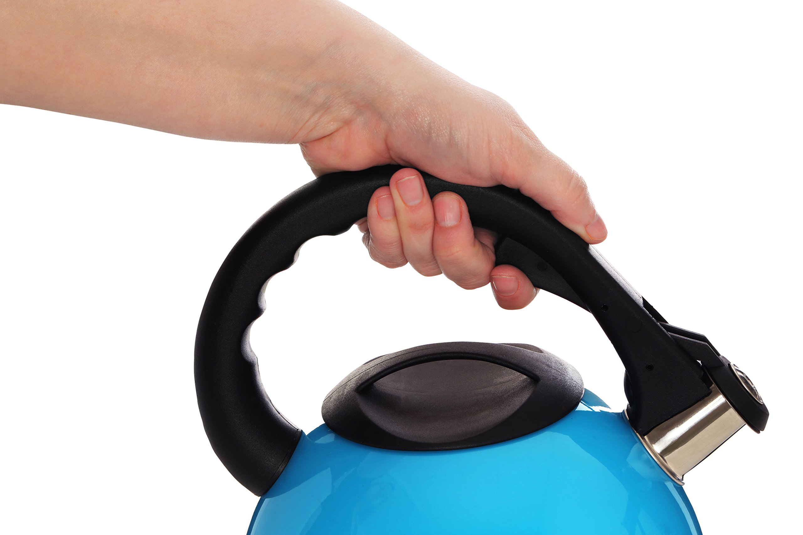 Premium Stainless Steel Whistling Tea Kettle 2.5L - Heat Resistant Handle, Stovetop Safe - Perfect for Home, Office & Travel - Blue Color (22x23x20cm) - Ideal for Coffee, Tea & Hot Beverage Preparation