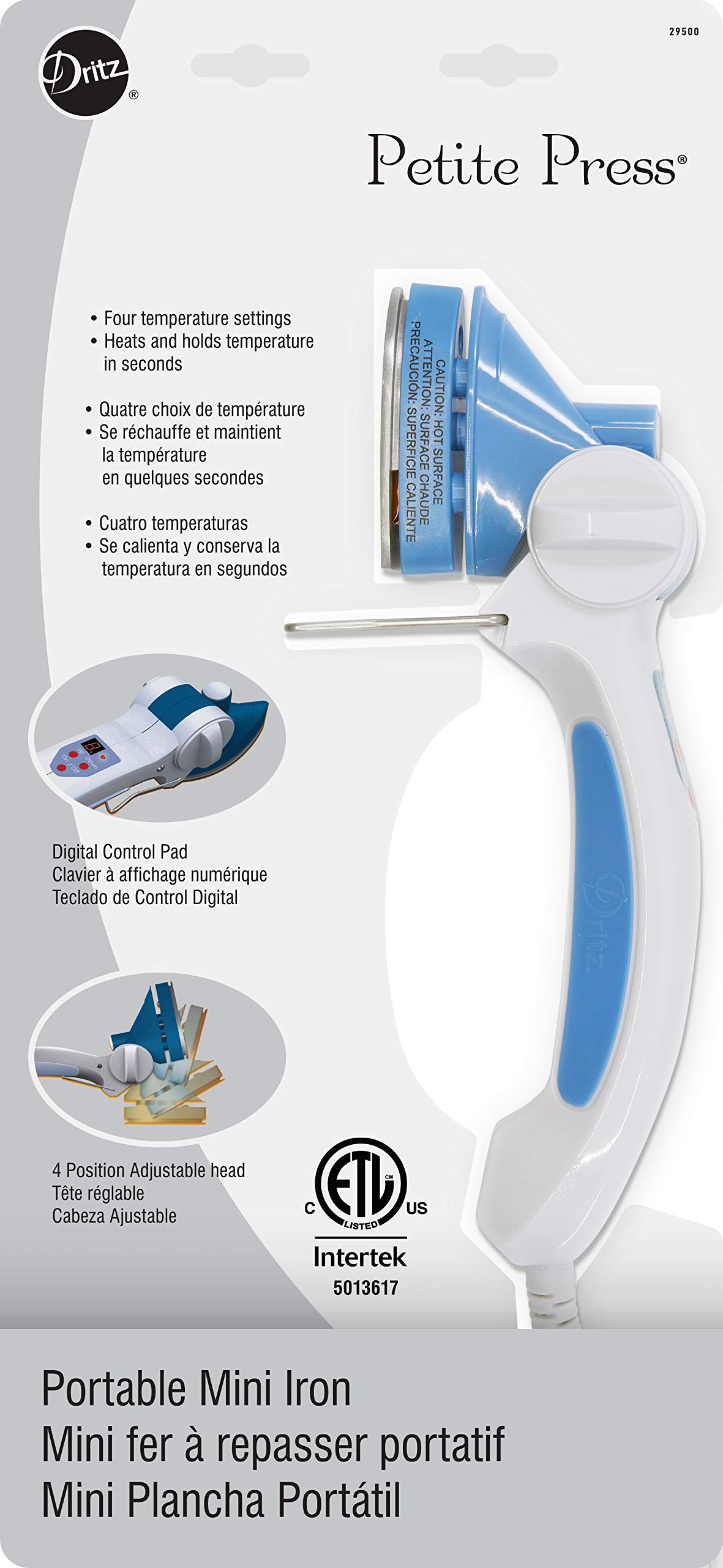 Dritz 29500 Petite Press Portable Mini Iron - White | Compact Travel Iron for Clothes, Sewing & Quilting | Perfect for Home, Office & Travel Use