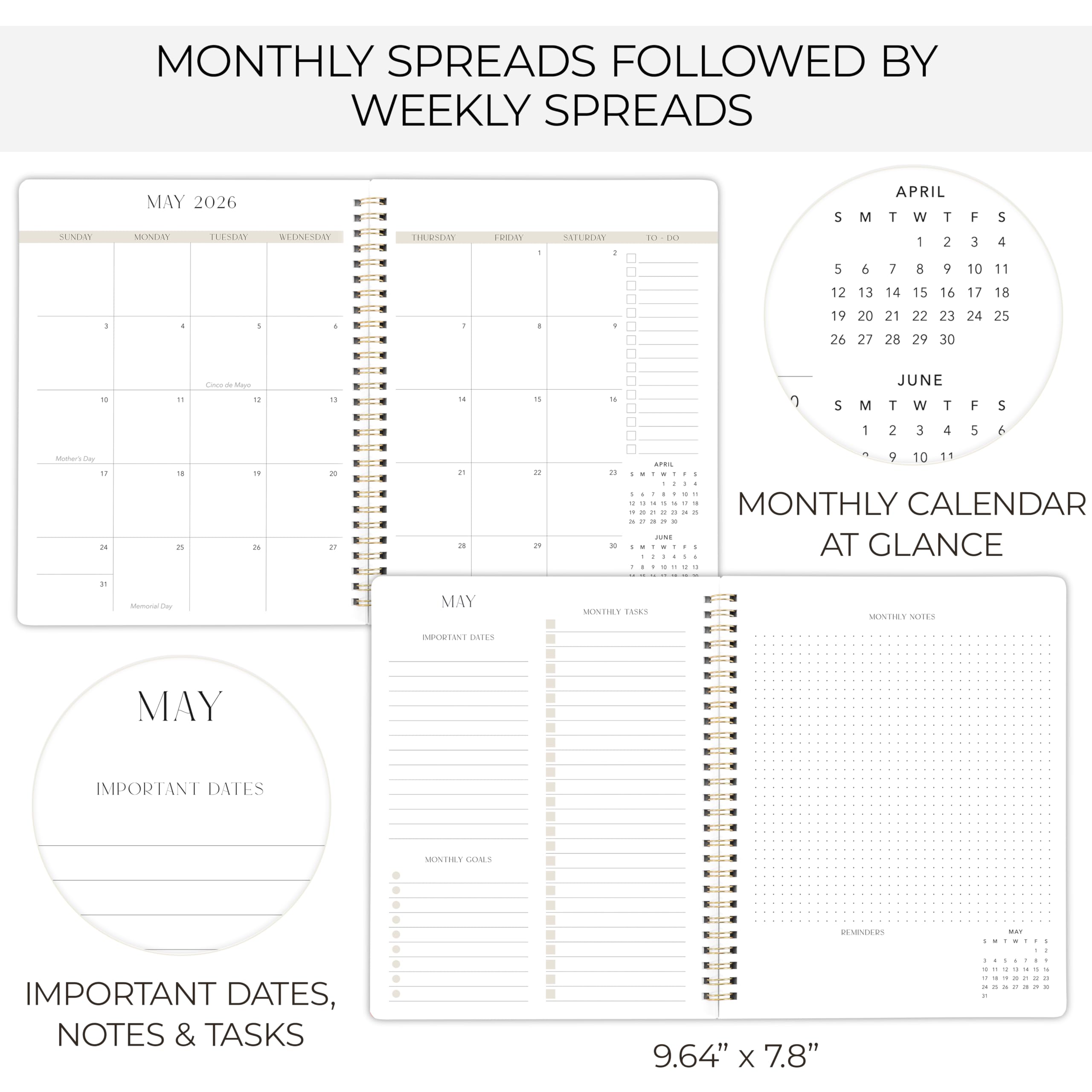 2025-2026 Checkered Monthly Planner & Calendar Book - Productivity Organizer with To-Do Lists for Work, School & Personal Tasks | January 2025-December 2026 | Perfect for Office, College Students & Daily Planning