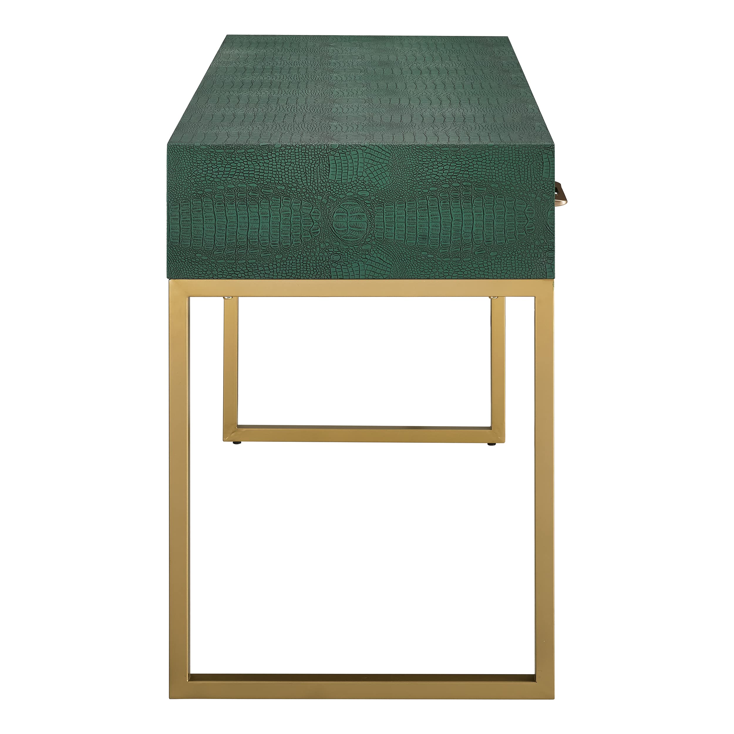 SEI Furniture Carabelle Emerald and Gold Writing Desk with Drawers - Elegant Green Home Office Desk for Study, Work & Small Spaces - Perfect for Modern Home Office, Dorm Room or Bedroom Workspace