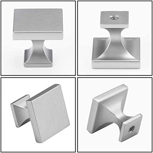 15 Pack Brushed Nickel Cabinet Knobs - Square Dresser Drawer Pulls for Kitchen Cabinets, Bathroom Vanities & Furniture Hardware (Silver Finish) - Easy Installation & Modern Home Upgrade