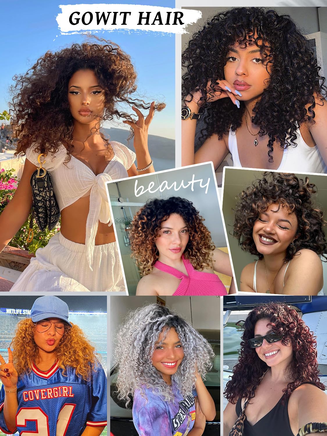 Gowit Gogo 8 Inch Curly Crochet Hair - 6 Packs Short Synthetic Crochet Braids for Black Women in Ombre Brown Blonde & Deep Ocean Wave (T3027) - Perfect for Protective Styles, Twist Outs & Everyday Wear