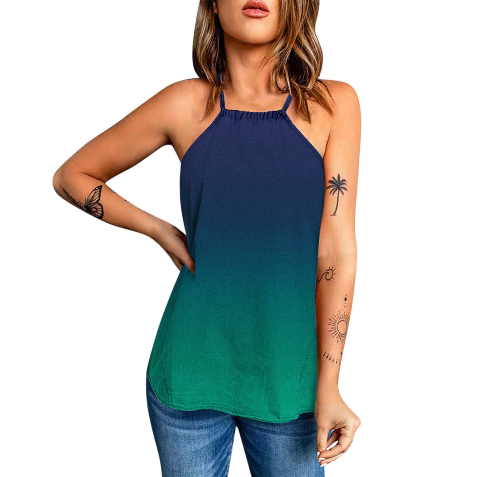 Women's V-Neck Flowy Tank Tops - Summer Fashion Sleeveless Loose Tunic Blouses for Casual Wear & Beach Outfits
