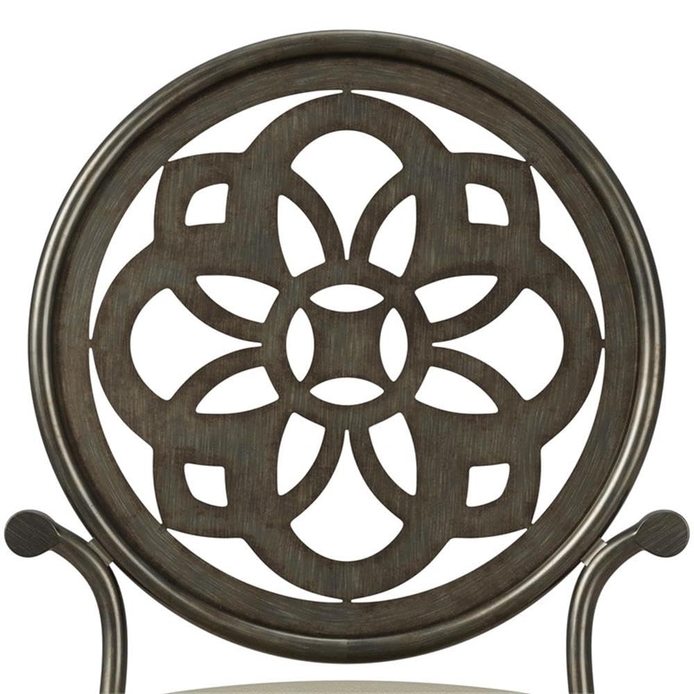 Hillsdale Marsala Metal Vanity Stool with Circular Geometric Back Design - Gray Makeup Stool for Bathroom, Dressing Room & Bedroom Decor | Perfect for Vanity, Makeup Area & Home Decor