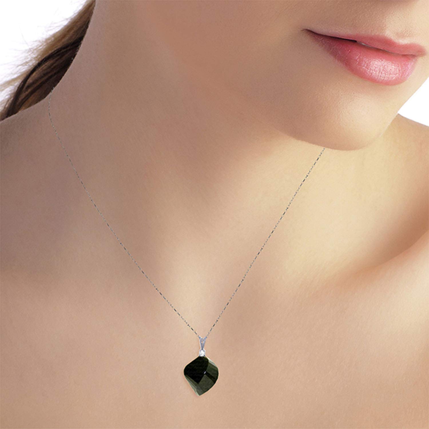 14K Solid Gold Necklace with Natural Diamond & Black Spinel - Elegant Twisted Briolette Pendant for Women | Perfect for Weddings, Anniversaries & Special Occasions