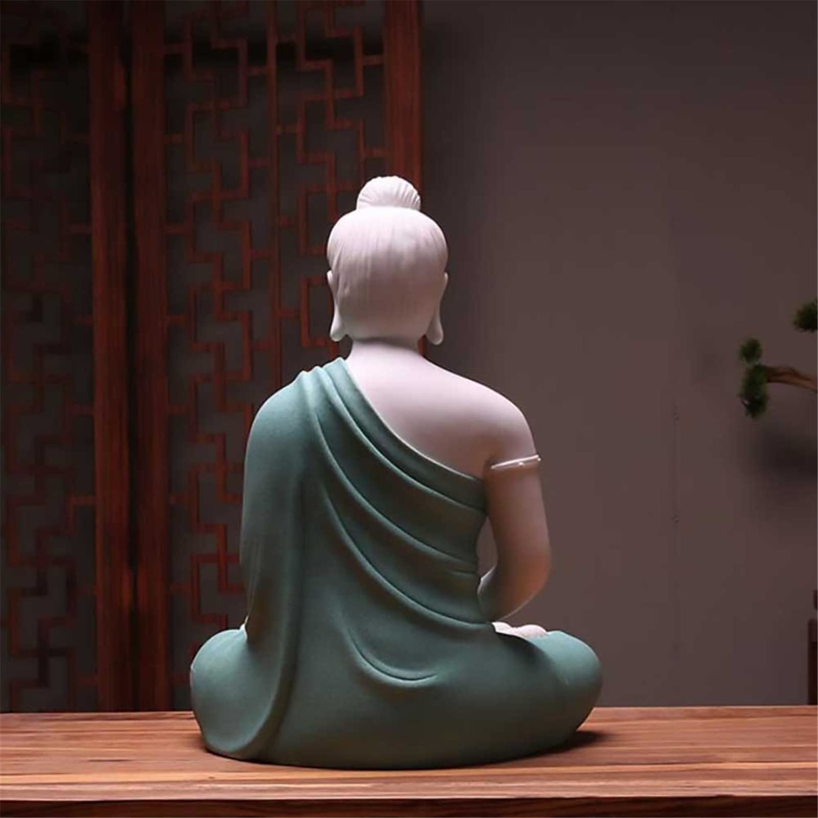 Ceramic Sakyamuni Buddha Statue - Handcrafted Meditation Buddha Figurine for Yoga, Zen & Home Decor | Blue Seated Buddha Sculpture for Office, Garden & Spiritual Spaces - Perfect for Meditation Rooms, Yoga Studios & Peaceful Home Decor