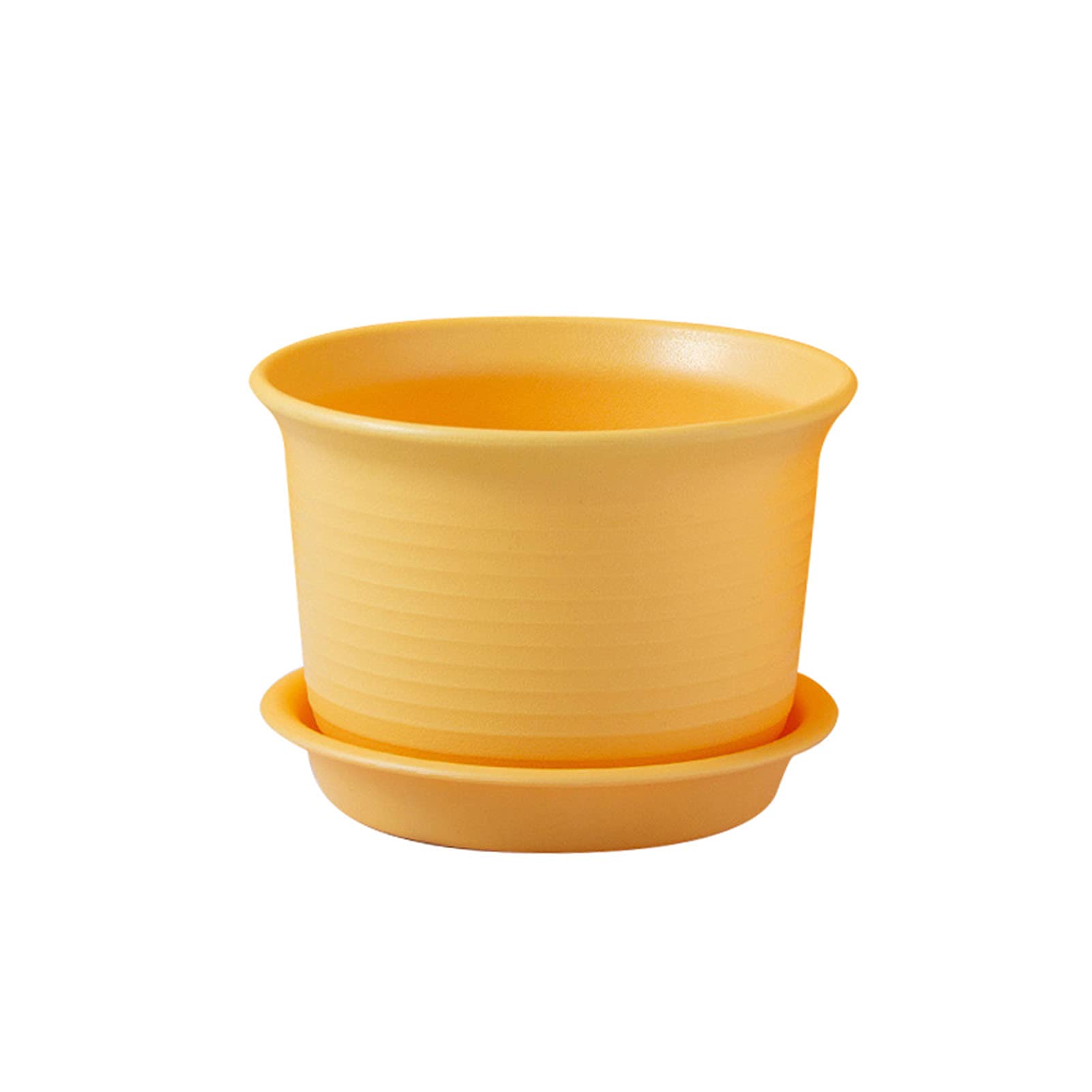 Vibrant Thickened Flower Pot with Saucer - Durable Garden Planter for Indoor & Outdoor Plants, Home Decor, Office Decor - Yellow