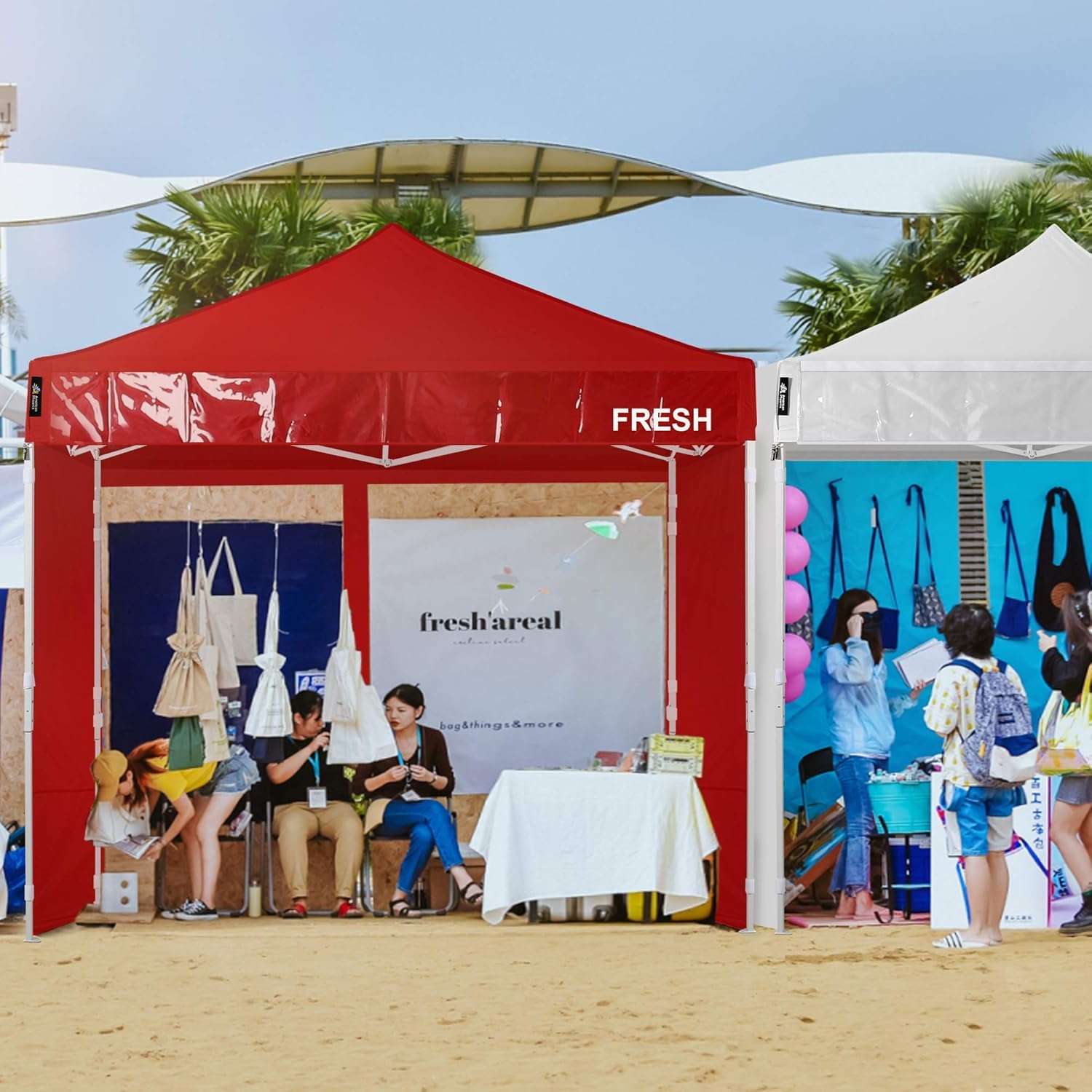 AMERICAN PHOENIX 10x10 Pop Up Canopy Tent - Instant Outdoor Shelter with 4 Removable Sidewalls, UV Sunshade & Easy Fold Design (Red) - Perfect for Backyard BBQs, Beach Parties, Camping & Outdoor Events
