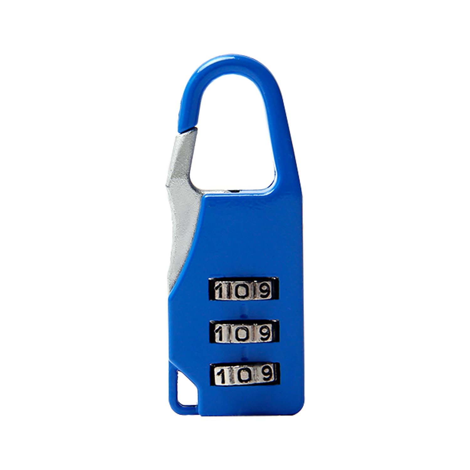 MroMax 3 Digit Combination Padlock - Resettable Zinc Alloy Safe Lock with Keychain Hole (Blue, 1 Pack) - Perfect for Lockers, Gym Bags, Toolboxes & Travel Luggage Security