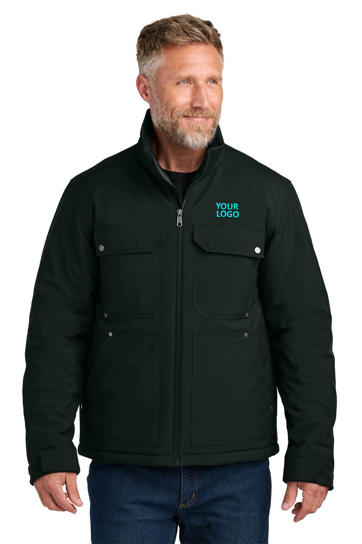 CornerStone Insulated Workwear Jacket - Custom Soft Shell Winter Coat for Men & Women, Black - Perfect for Construction, Outdoor Jobs & Cold Weather Activities