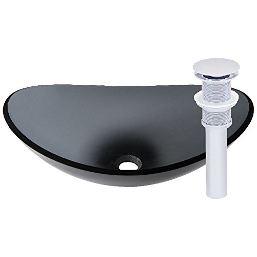 Novatto BIGIO Modern Glass Vessel Bathroom Sink Set with Chrome Faucet - Perfect for Contemporary Bathroom Vanity and Powder Room Decor