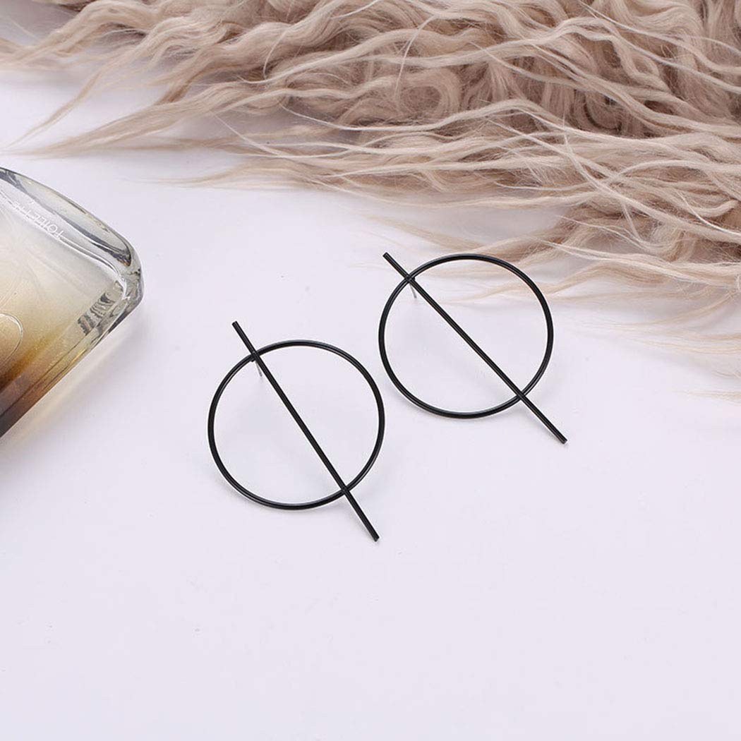 Stylish Black Geometric Hoop Earrings for Women - Large Round Circle Dangle Earrings - Fashion Jewelry Gift for Parties & Everyday Wear