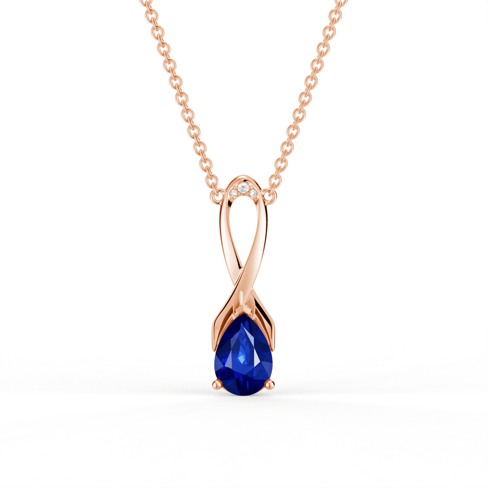 Elegant Blue & Pink Sapphire Necklace with Silk Ribbon - Perfect for Weddings, Anniversaries & Romantic Gifts