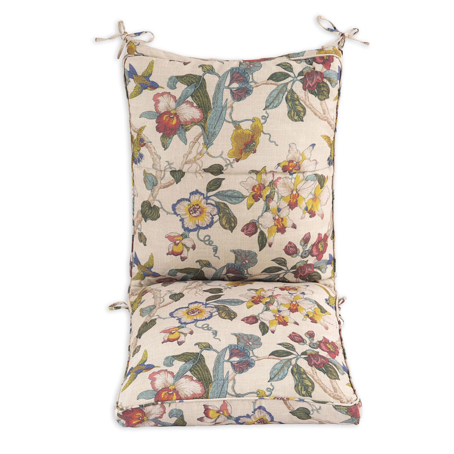4-Piece Outdoor Dining Chair Cushions Set - 44x21x4.5 Inch Waterproof Patio Seat Cushions with Zipper & Single Welt - Khaki Floral Essence - Perfect for Backyard, Deck, Garden & Poolside Relaxation