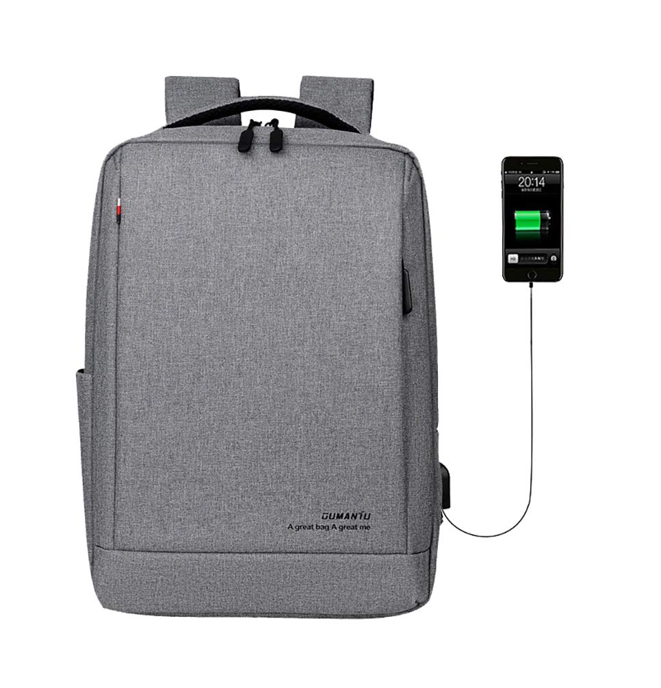 Laptop Backpack Slim Business Travel Durable Computer Bag with USB Charging Port for College School, Fits 15.6 Inch Laptop & Notebook, Gray - Ideal for Work, Study, and Daily Commute