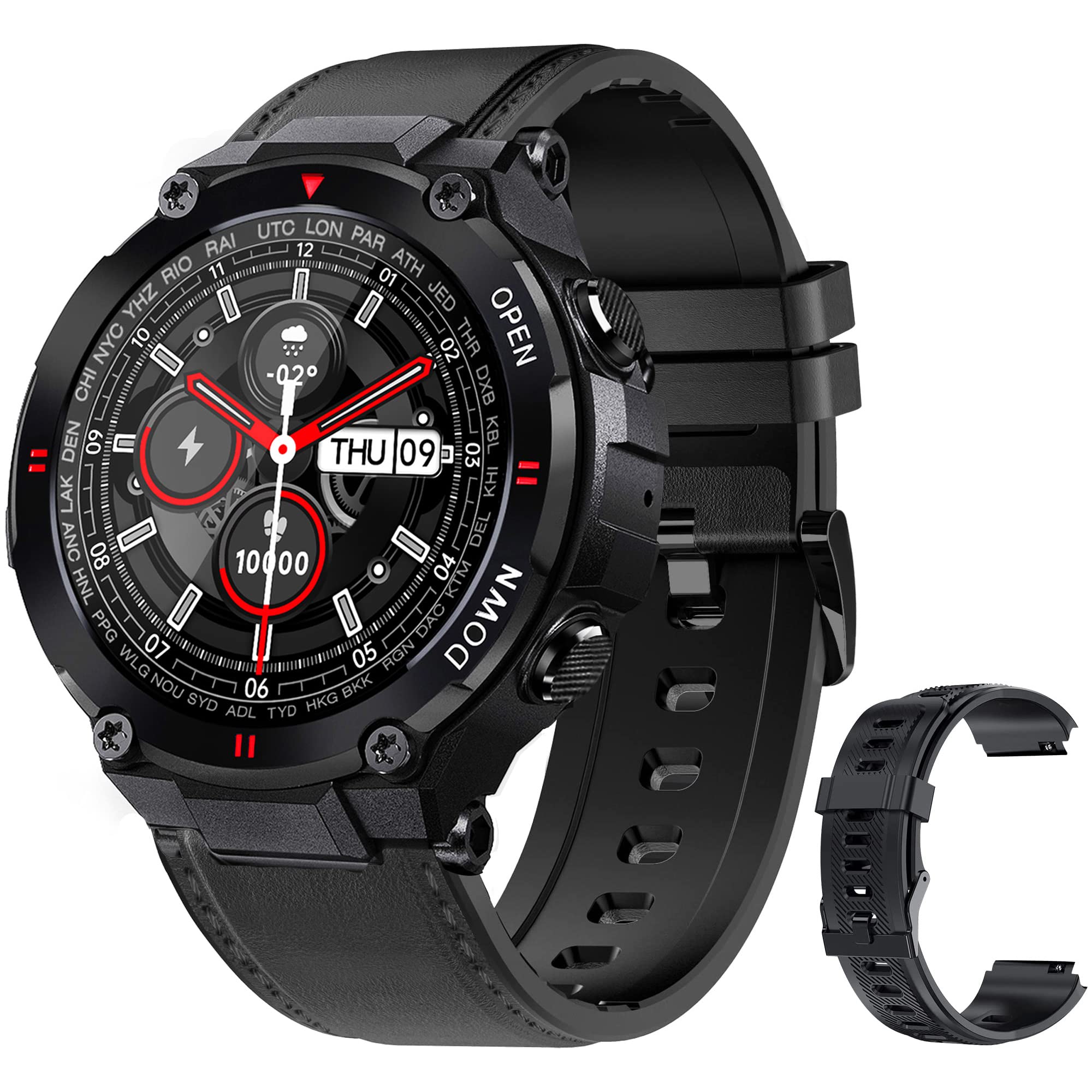 Military Smart Watch for Men - Answer/Dial Calls, Heart Rate & Blood Oxygen Monitor, Sleep Tracker, Waterproof Fitness Tracker for iOS & Android - Perfect for Outdoor Activities, Workouts & Daily Health Monitoring