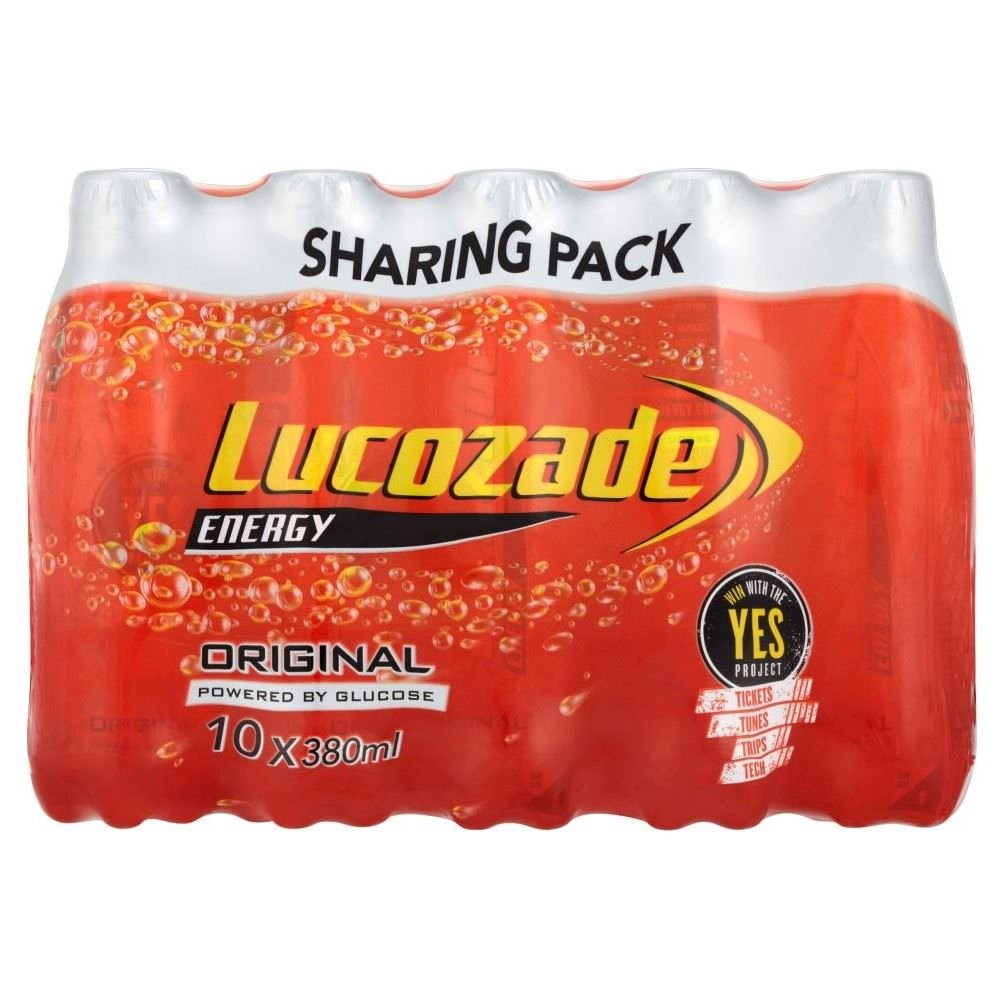 Lucozade Energy Original - 10x380ml Cans (Pack of 2) | Refreshing Isotonic Sports Drink for Hydration & Recovery | Perfect for Workouts, Gaming & Active Lifestyles