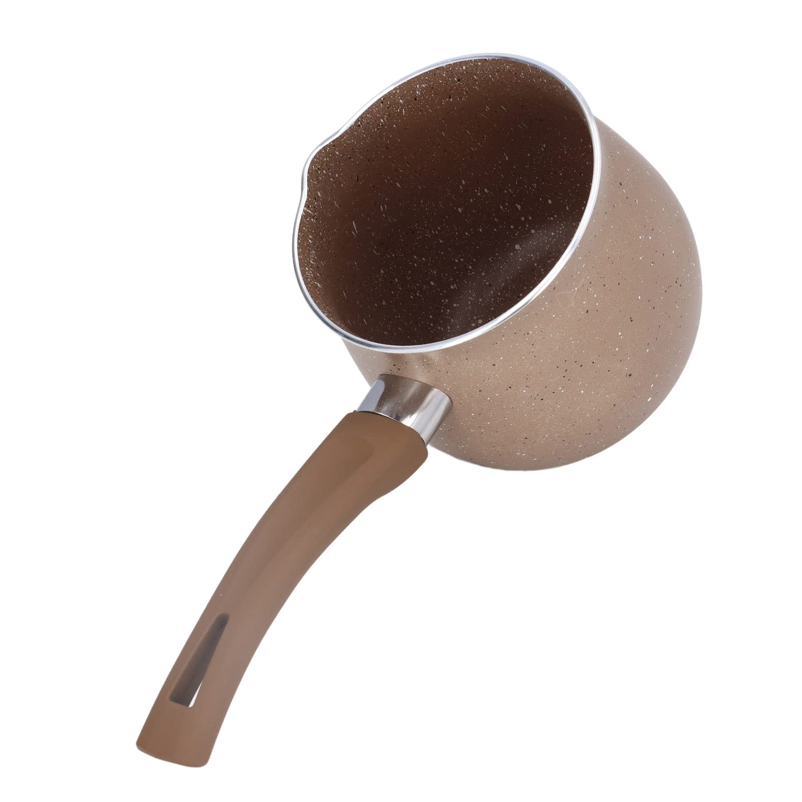 **Atyhao Mini Milk Pan - Aluminum Alloy Non-Stick Saucepan with Anti-Scalding Handle for Coffee, Cooking, Heating, Boiling & Melting (Brown) - Perfect for Home, Camping & Office Use**