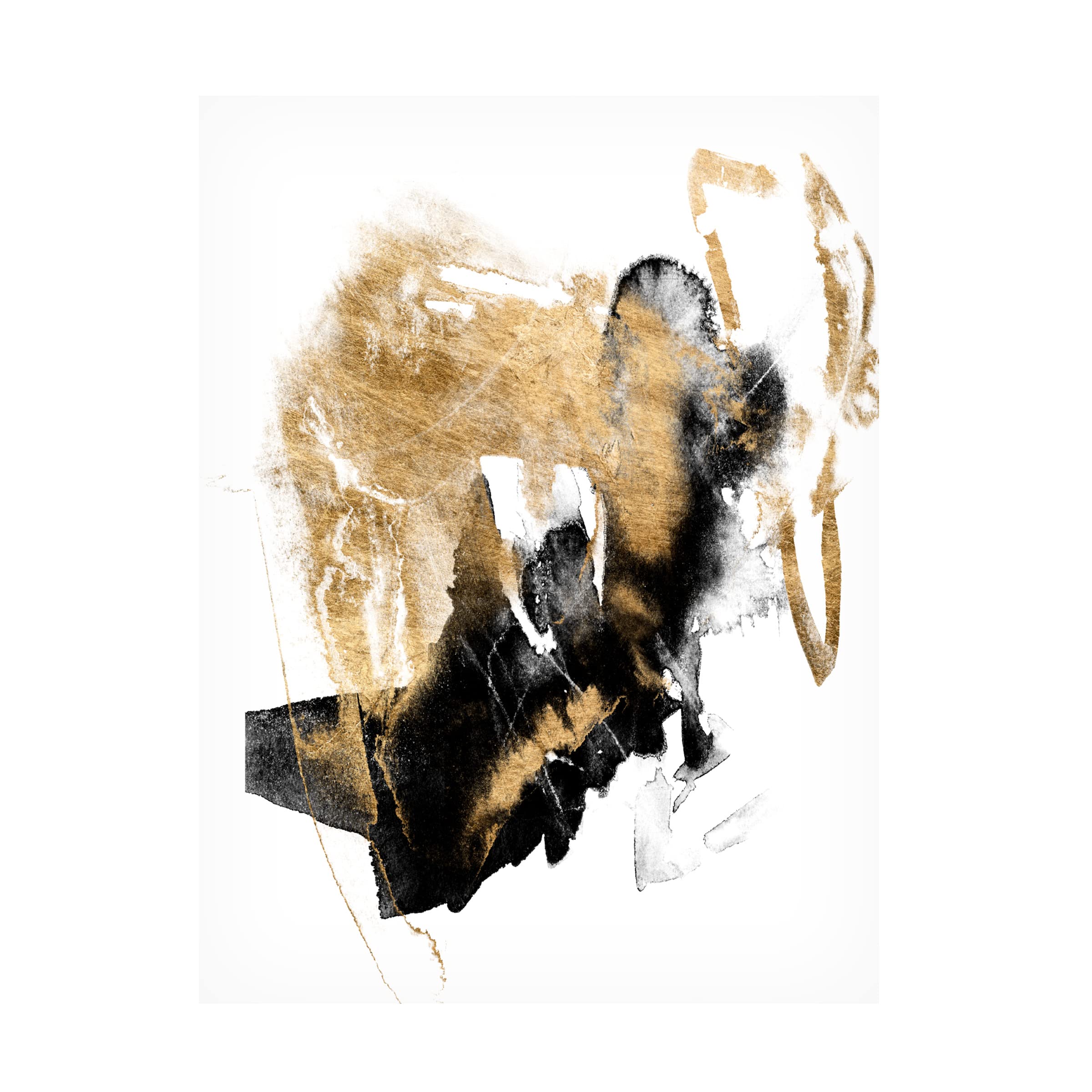Jennifer Goldberger 'Black And Gold Splash I' Modern Abstract Canvas Wall Art - Perfect for Living Room, Bedroom & Office Decor