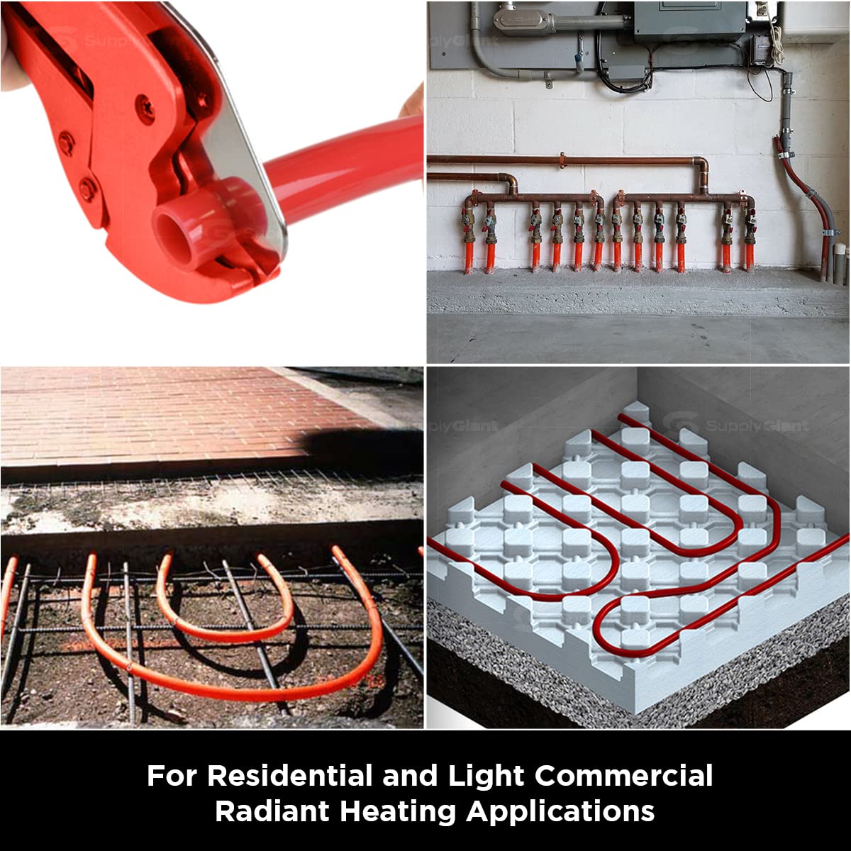 1/2 Inch x 500 Feet PEX-A Oxygen Barrier Tubing - Flexible PEX Pipe for Hydronic Radiant Floor Heating Systems - Red PEX Tubing Coil - Ideal for Home Heating, Snow Melting & Underfloor Heating Applications