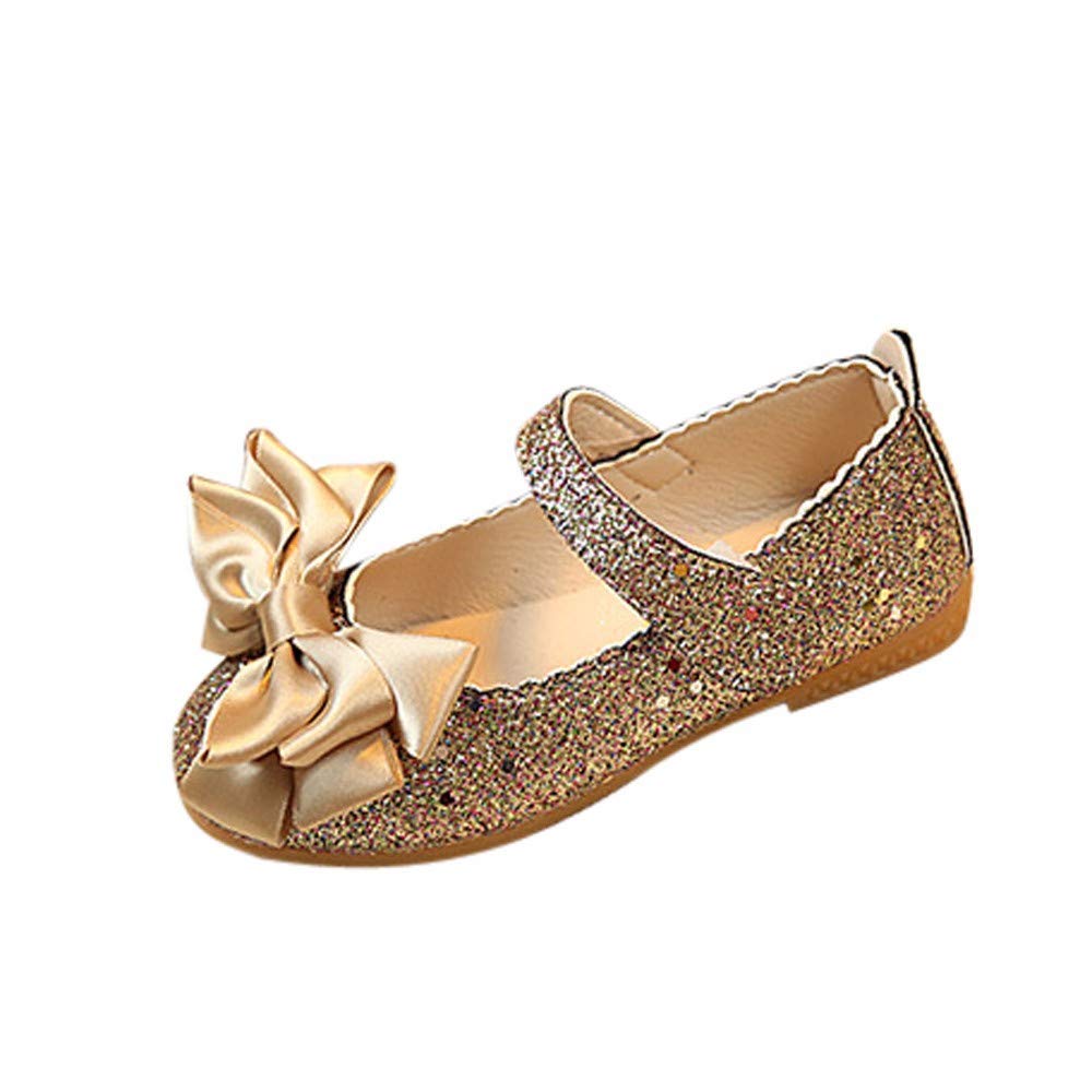 Princess Bowknot Leather Baby Shoes for Toddler Girls & Boys - Gold Dance Shoes for Parties