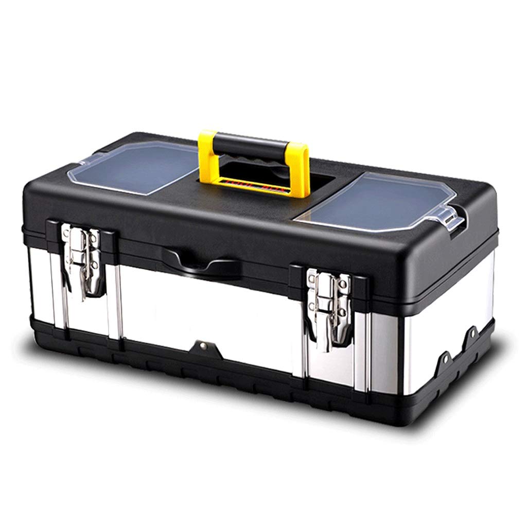 14/17/20 Inch Stainless Steel Tool Box with Metal Buckle - Heavy Duty Tool Storage Organizer for Mechanics, Crafts, DIY & Home Improvement Projects - Portable Workshop & Garage Organization Solution