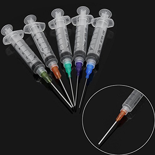 5Pcs 5Ml Blunt Tip Syringes with Sealed Press Tips - Perfect for Makeup, DIY Crafts, Oil Ink & Glue Application (Great for Tattoo Artists, Nail Art & Small Precision Tasks)