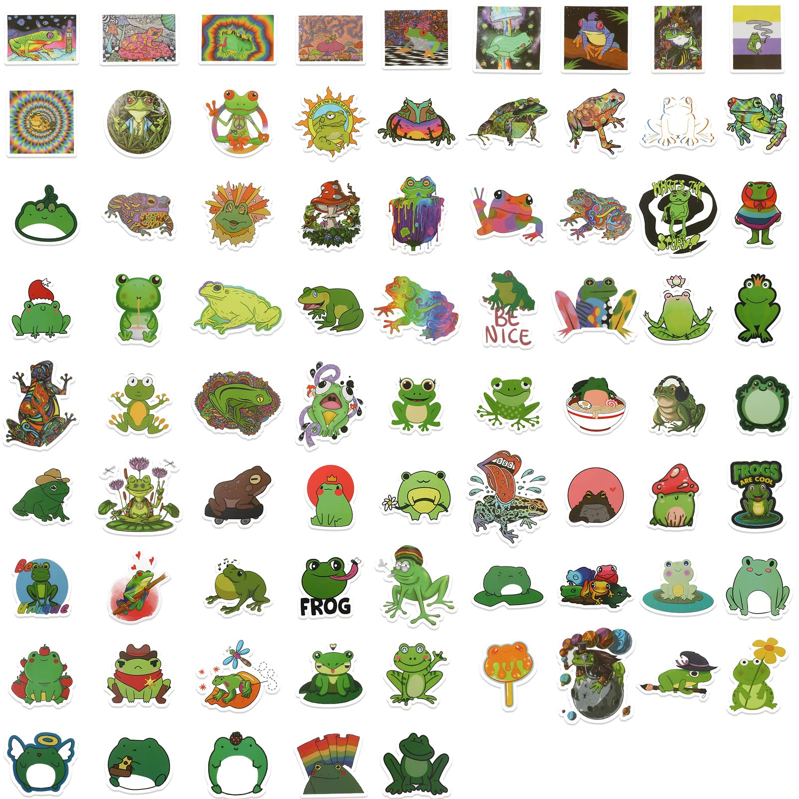 200 Pcs Cute Frog Vinyl Stickers - Waterproof Cartoon Animal Decals for Laptop, Phone, Water Bottle, Skateboard, Guitar - Fun Aesthetic Stickers for Kids & Teens - Perfect for School, DIY Crafts & Personalizing Accessories